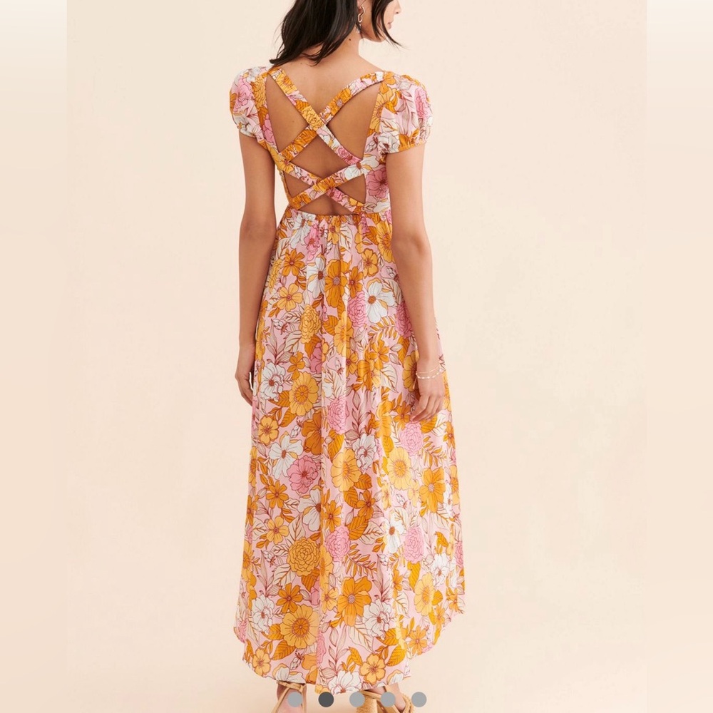 Elegant Backless Floral Maxi Dress